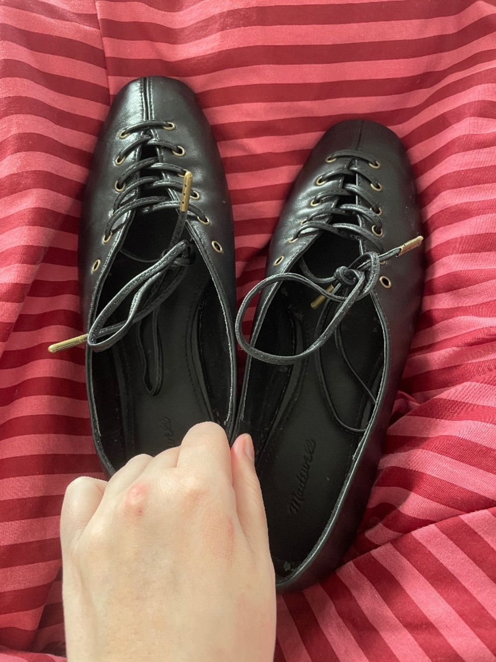 Madewell leather lace up ballet flats
